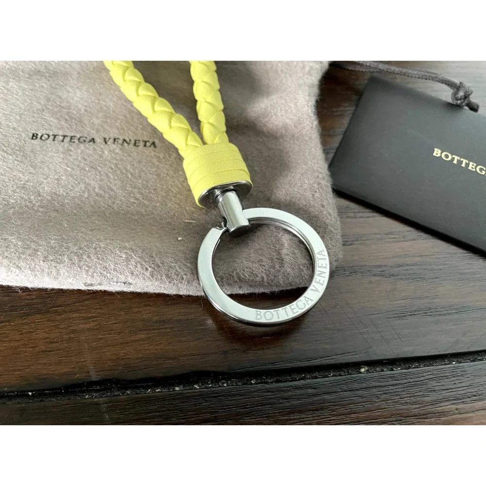 Bottega Veneta Yellow Leather with Polished Stainless hardware Keychain